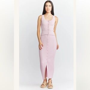Self Contrast Yesenia Pink Ribbed Skirt